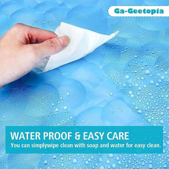 Ga-Geetopia EVA 3D Blue Pearl Water Cube Plastic Shower Curtain Liner - Premium Light Weight 72" x 72" Blue Bathroom Shower Showroom Curtain Liner with Rustproof Metal Gromments and Weighted Magnet