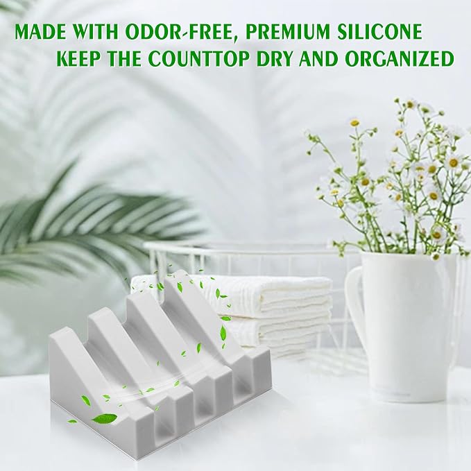 Soap Dish Holder for Shower with Suction Cup, Silicone Soap Holder & Saver Self-Draining Bar Soap Dish Keeps Soap Dry for Bathroom, Kitchen, Bathtub, Extends Soap Life (LightGrey-2Pack)