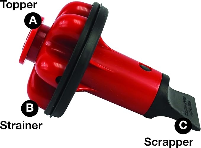 Danco 10761A Disposal Genie II Garbage Disposal Strainer and Stopper, Kitchen Sink Drain Splash Guard with Food Scraper, Red, 1-Pack