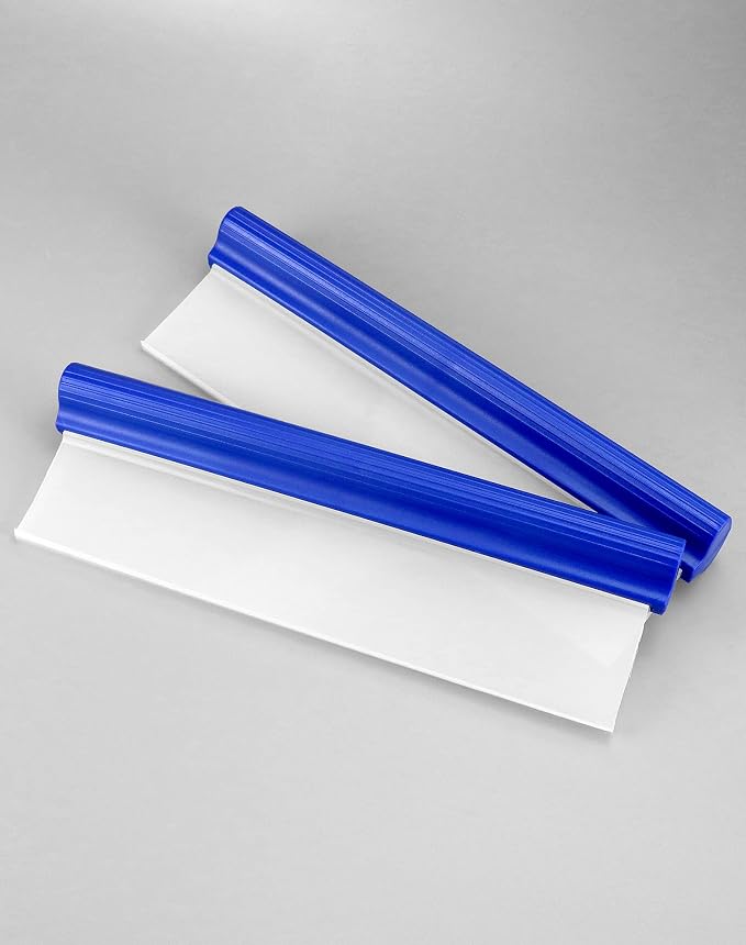 QWORK Car Squeegee, 2 Pack 12 inch Flexible Car Water Scraper Tool Silicone Window Squeegee for Car Or Home Use, Washing & Wiping Glass, Mirror & Shower Doors, Blue
