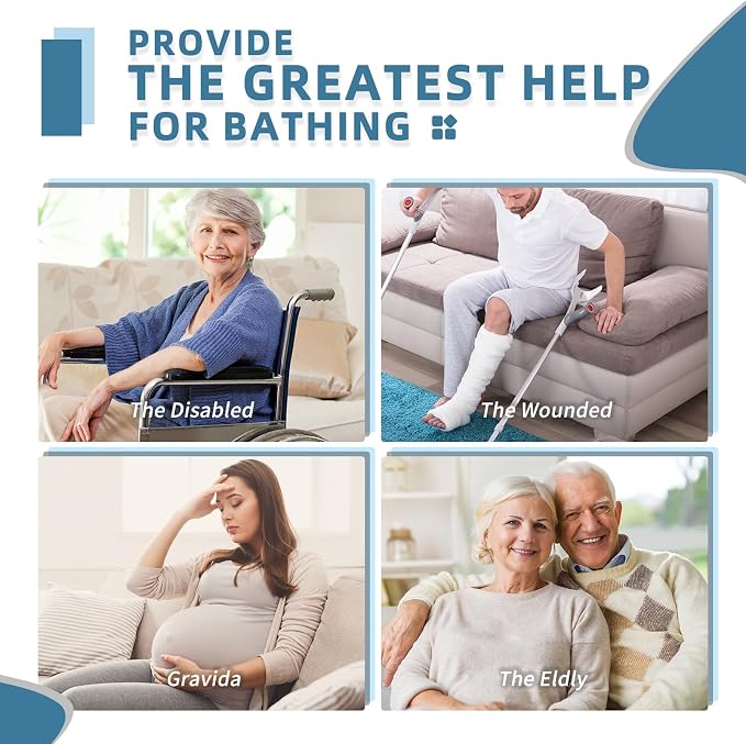 Shower Chair Seat with Arm for Inside Shower - Adjustable Up to 24 Inches Shower Stool with Suction Feet for Seniors, Elderly, Handicap & Disabled-Adjustable Support Shower Bench | Height adjusts from 16 to 24 inches, with dual armrests, suction feet a...