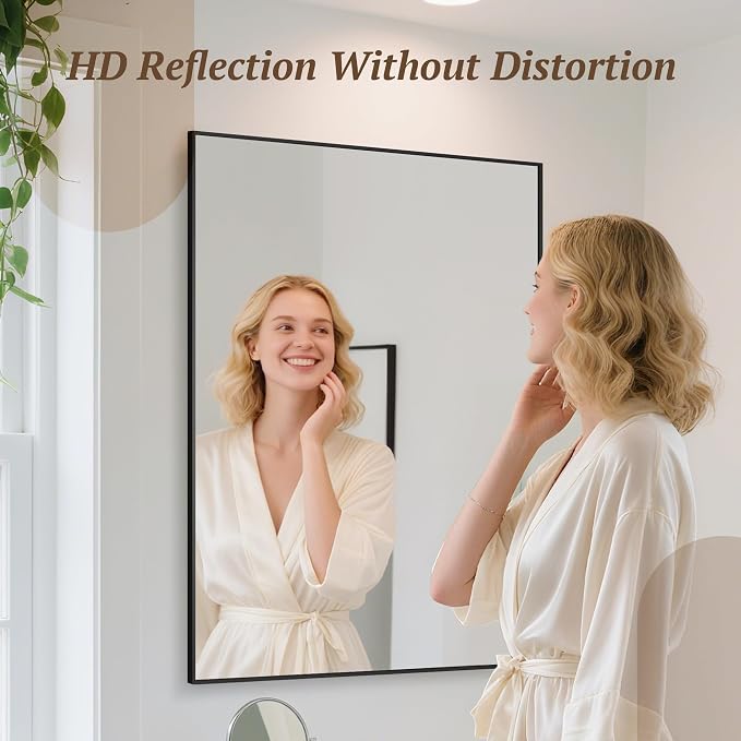 Bathroom Mirror 50" x 30", Large Rectangle Wall Mirror, Black Metal Frame Wall Mounted Mirrors for Bathroom, Vanity, Bedroom, Entryway Decor(Horizontal/Vertical)