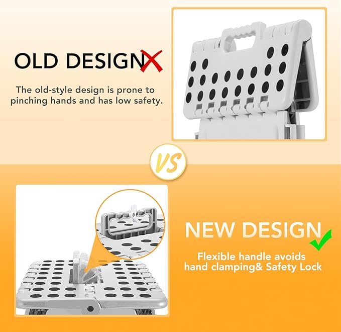 Delxo 16 Inch Folding Step Stool,Foldable Step Stool for Adults Grey | Step Stool with Safety Lock,Portable Collapsible Step Stool,Non-slip Folding Stools for Kitchen Bathroom Bedroom Garden 1PC
