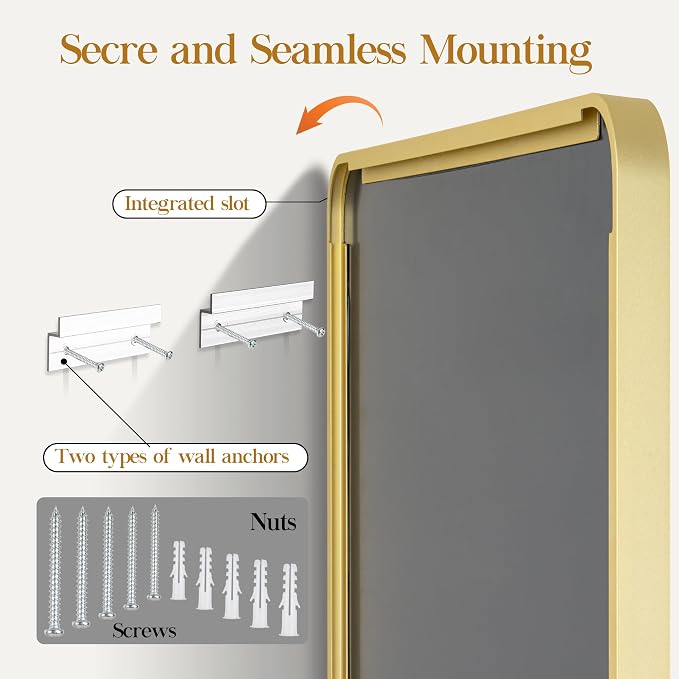 Fun Memories Gold Bathroom Mirror 30X30 Inch Bathroom Vanity Mirror, Metal Gold Frame Large Mirror, Modern Wall Mirror for Bathroom, Tempered Glass, Farmhouse Mirror, Horizontally or Vertically