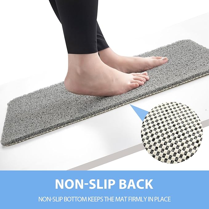 Hargiis Non-Slip Bathtub Mat, Anti Slip Shower Mat, Fast Drying Bathtub Mats, Foot Scrubber Mat, Anti Slip Mat for Tub, Floor, Bathroom, Kitchen, Home, Hotel (Grey 59"×17.3")