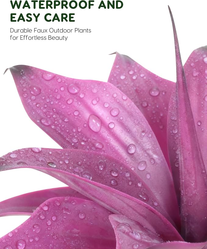 Velener 14 Inch Artificial Agave Plants, UV Resistant Fake Outdoor Plants, Small Faux Plants for Indoor Decor(Purple)-2 Pack