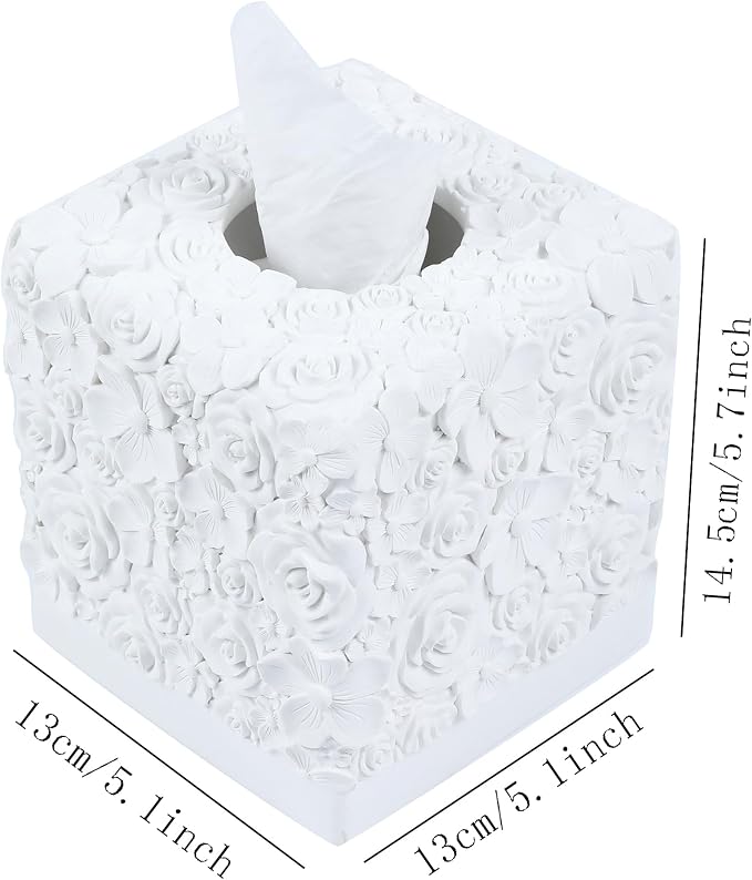Hymmah Modern Square Tissue Box Cover Holder,Bathroom Accessories Decor Unique Design Tissue Box Cover for Bathroom Vanity Counter Tops Also Great for Bedrooms and Living Rooms