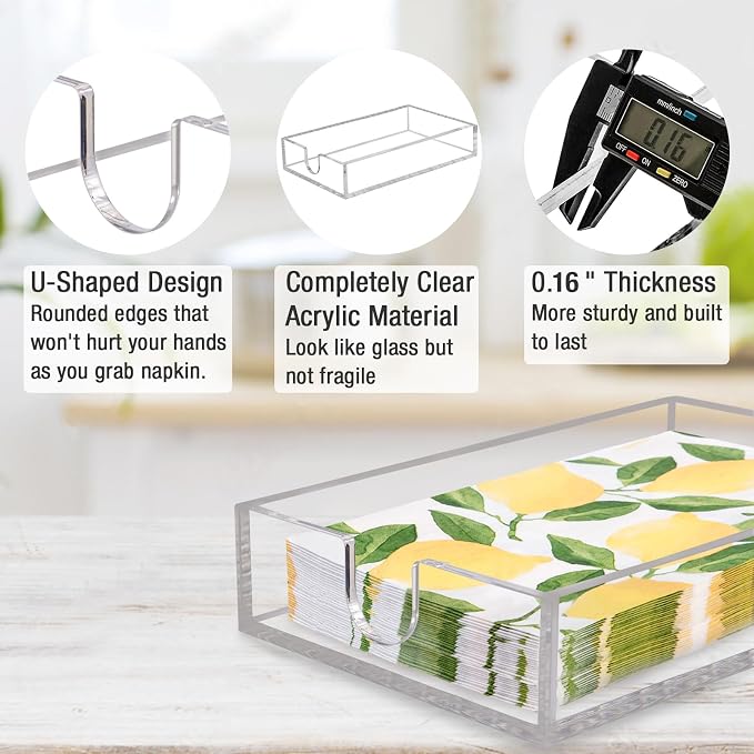 Acrylic Napkin Holder, Clear Guest Towel Holder Tray, 9x5x1.8 Inch | Hand Towel Holder for Bathroom, Napkin Tray for Kitchen Dinner Hotel, Acrylic Tray for Paper Napkin, Bathroom Accessories