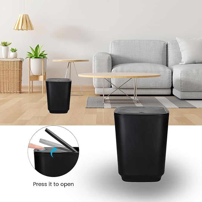 Bathroom Accessory Set 6 Piece Bathroom Accessories Set with Toothbrush Holder&Cup,Soap Dispenser& Dish,Toilet Brush Holder,Trash Can Plastic Gift Set for Bathroom Decorative Countertop (Black
