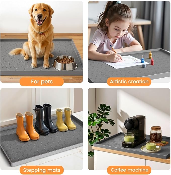 Jin&Bao Under Sink Mat 40" x 22" Waterproof Silicone Cabinet Kitchen Liner | Silicone under kitchen sink mat,cabinet protector,bathroom shelf liner,raised edge,anti-slip,easy to clean & dishwasher safe