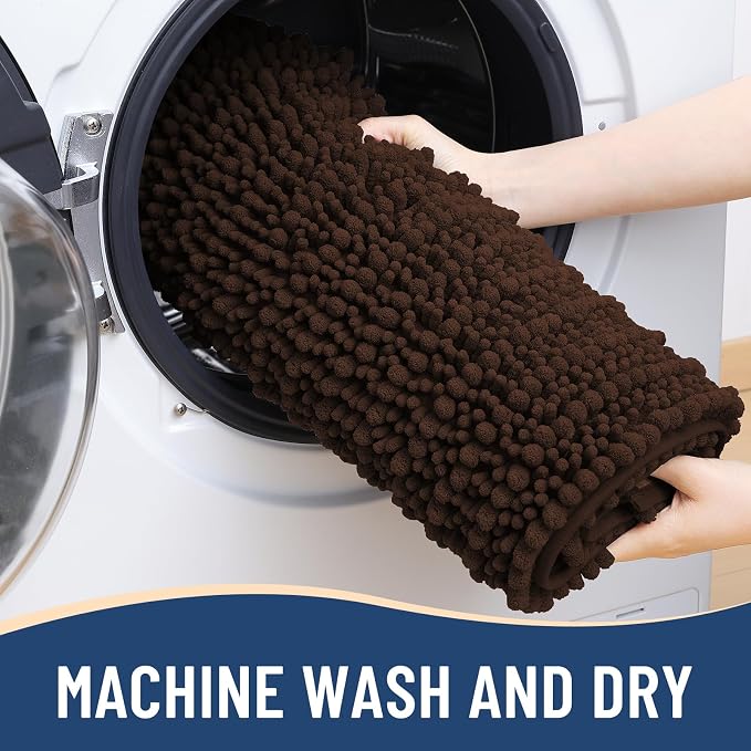Arotive Bathroom Rugs Mat 60x24, Soft Absorbent Chenille Shaggy Bath Mat | Brown, Machine Wash Dry, Bath Rugs for Bathroom Floor, Tub and Shower, Home Decor Accessories