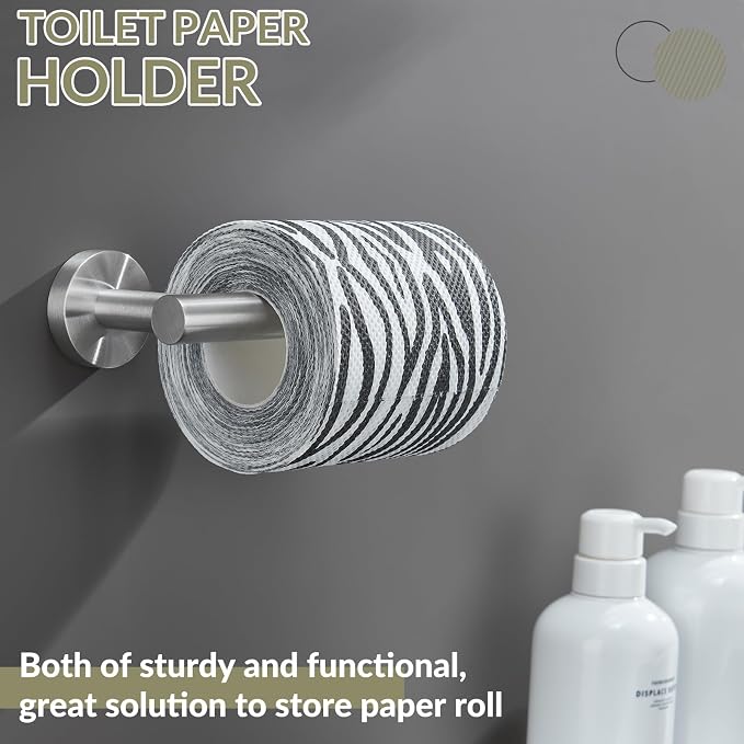 Brushed Nickel Toilet Paper Holder for Restroom, Wall Mounted | 304 Stainless Steel Tissue Holder, Rust-resistant for Bathroom, Powder Room, Vanity, Stable Drilling Mounted, Space-saving