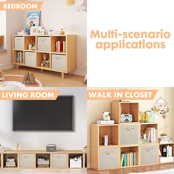 ShellKingdom Storage Bins, Foldable Fabric Storage Cubes And Cloth Storage | Storage Organizer For Closet And Toys, 10.5x10.5x11 INCH, 6 Pack (Beige)