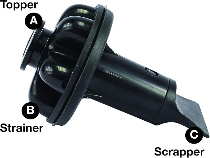 Danco 10768A | Disposal Genie II Garbage Disposal Strainer and Stopper, Kitchen Sink Drain Splash Guard with Food Scraper, Black, 1-Pack