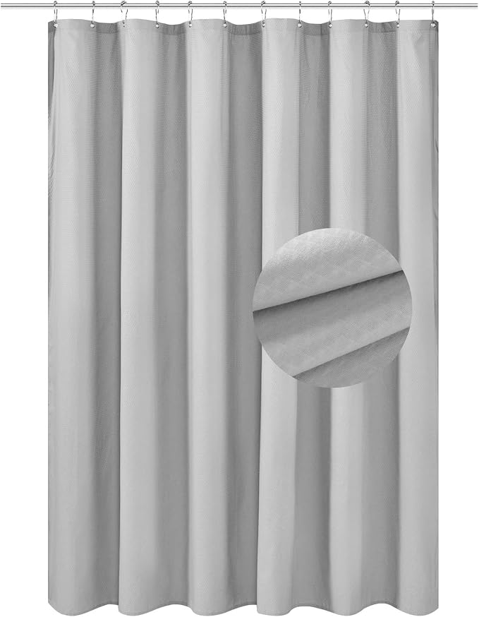 Barossa Design Soft Microfiber Fabric Shower Liner or Curtain Silver Grey | Hotel Quality, Machine Washable, Water Repellent 70W x 72H Lightweight Cloth Shower Curtain for Bathroom/Tub