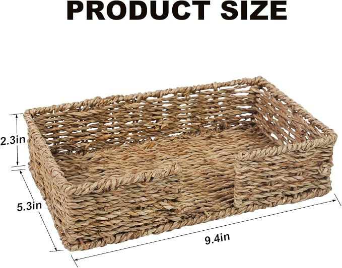 Kordory Seagrass Disposable Guest Towel Holder Tray for Bathroom, Farmhouse | Wicker Bathroom Napkin Holder, Rectangular Hand Towel Holder Tray for Home, Hotel, Shopping Center