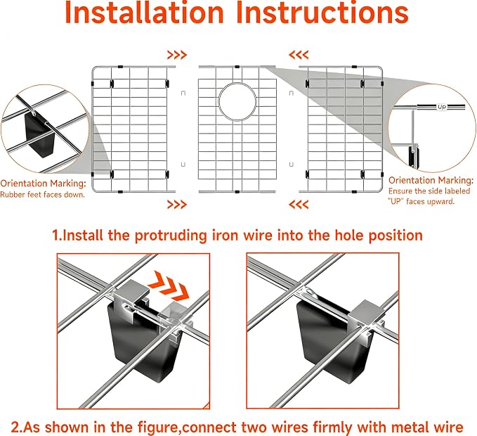 Sink Protectors for Kitchen Sink, Rust-Resistant Grid Rack for Sink Bottom, Scratch Prevention, Drainage Support,Stainless Steel,27-9/16 * 14-9/16 inch