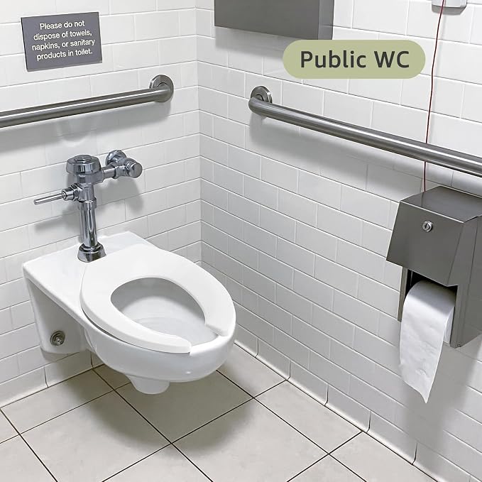 Aünsffer Commercial Toilet Seat Front Open, Commode Toilet Seat Elongated 18.5 Inch, for Hospital Hotel Church School Public WC,No Cover, Plastic, White, 2 Pack