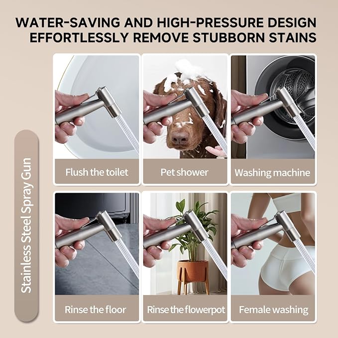 Handheld Bidet Sprayer for Toilet & Bathroom, Adjustable Water Pressure Spray Gun with 304 Stainless Steel Hose, Bidet Faucet for Postpartum Care, Elderly, Muslim Shower, Easy to Install
