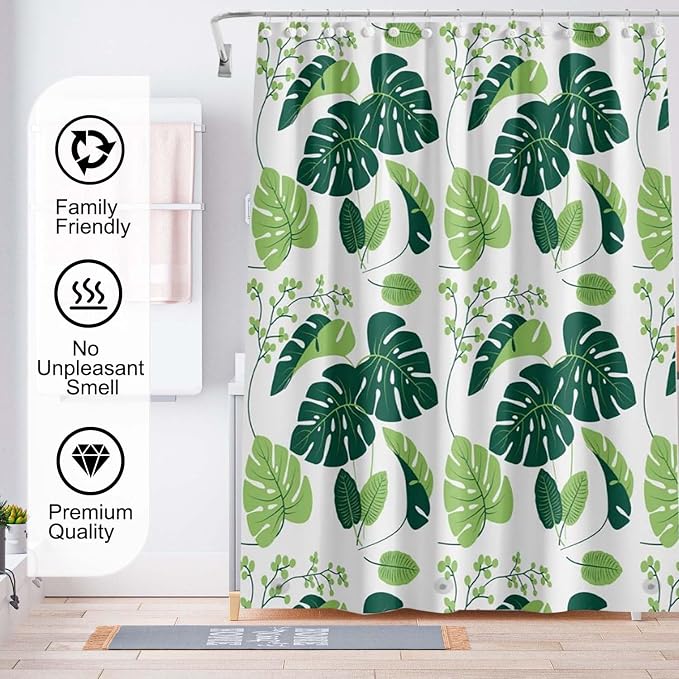 TIKABC Shower Curtain Liner, 4G PEVA Shower Liner, Plastic Waterproof Shower Curtains, 72x72 inch with Grommet Holes 3 Magnetic Weights