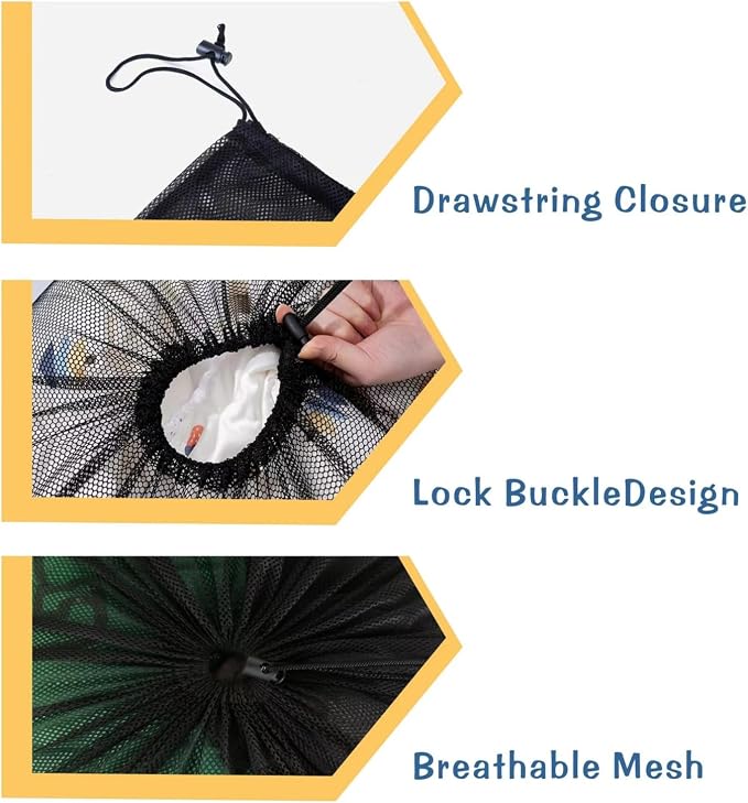 2-Pack Large Mesh Laundry Bag, 24x36 Inch Black | Heavy-duty mesh, lockable drawstring, Laundry Hamper Liner. Machine washable. For balls, toys, travel, sports, dorms.