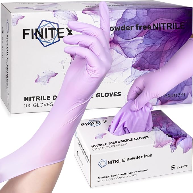 Nitrile Disposable Latex-Free Gloves Purple 5mil 100PCS Cleaning Glove | Powder-free, Latex-free, Industrial-grade,Purple,5mil Thick,12inch long,Comfortable fit,Examination,Food,House Home Cleaning