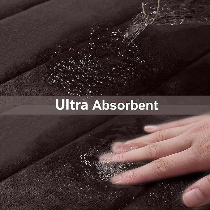 Buganda Memory Foam Bath Mat 31.5 x 20, Ultra Soft Absorbent Bathroom Rugs | Brown, Machine Washable Quick Dry Bath Mats for Bathroom Floor, Shower and Tub, Home Decor Accessories