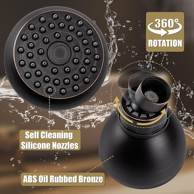 AISOSO High Pressure Shower Heads, Showerheads 3 Inches with 360 Rotation and Silicone Nozzles for Strong Spray Relaxing and Comfortable Shower, Oil Rubbed Bronze