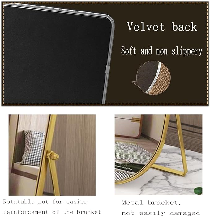 Makeup Vanity Mirror Portable Desktop Mirror with Metal Stand Adjustable 90° Rotation Desk Mirrors for Dressing Room,Bedroom, Bathroom,Tabletop,Square Silver