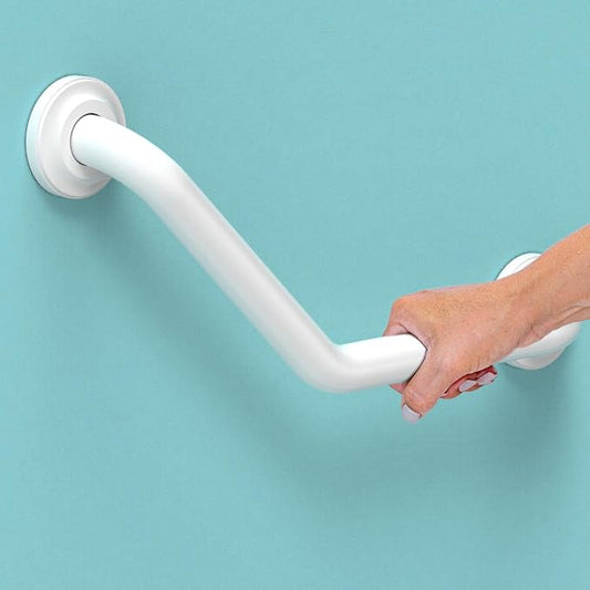 16inch Angled Grab Bar for Stud Mount, Bathroom Mobility Aid, ADA Compliant Heavy Duty 500lbs Support, Rustproof Stainless Steel (White)