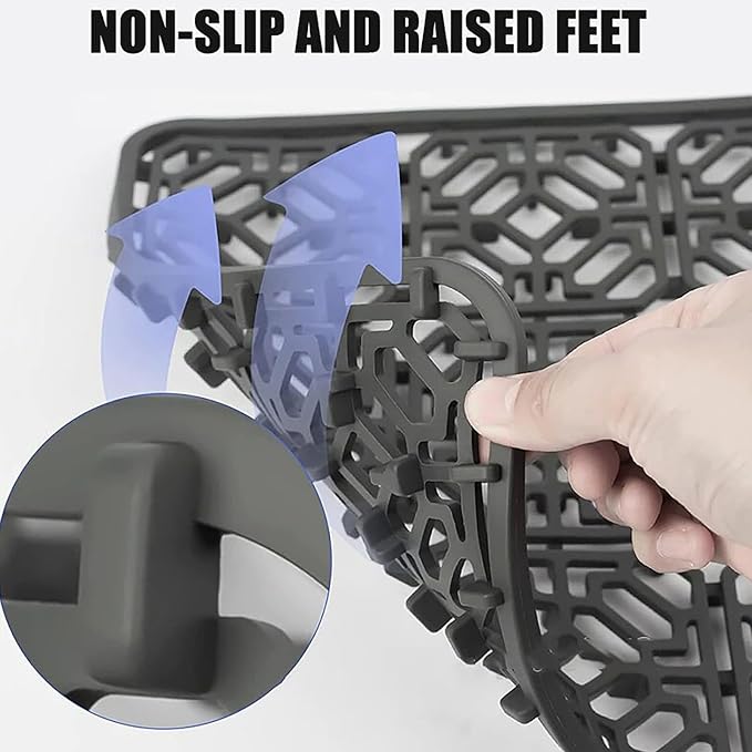 Silicone Sink Mat 26x14 Black - Kitchen Sink Protector | Cut-to-fit heat-resistant silicone mat protects stainless steel sinks. Fits double-basin & farmhouse sinks.