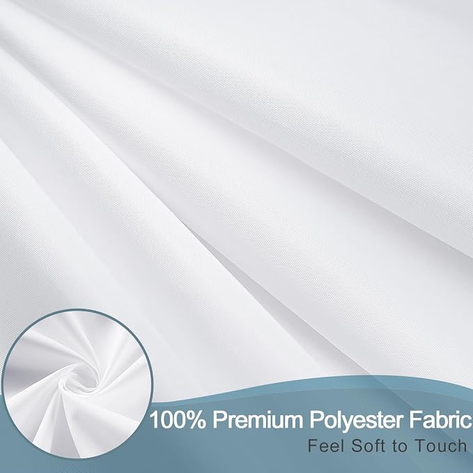 AooHome Fabric 96 inch Extra Long Shower Curtain Liner, Durable Bathroom Curtain for Hotel with Hooks, Waterproof, Solid White, 72 Width x 96 Height inch
