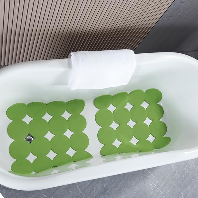 Webos Square Shower Mat Nonslip - Rubber Bathtub Mat with Suction Cups for Inside Shower Bathroom Floor (Green, 21X21)