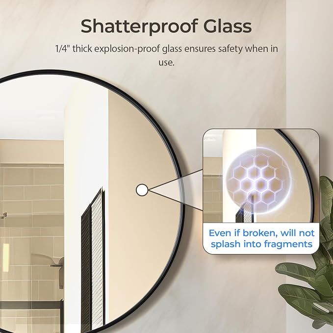 30 Inch Bathroom Mirrors for Over Sink | Circle Mirror with Metal Frame, Black Wall Mirror for Vanity, Entryway, Living Room, Hallway and Bedroom Decor