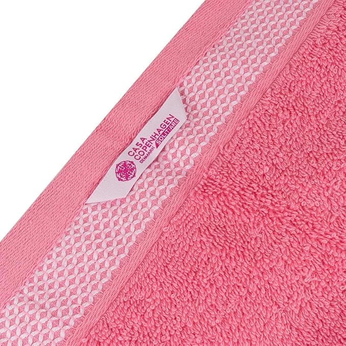 CASA COPENHAGEN Solitaire 6Pcs 100% Egyptian Cotton Large Designer Towels Gift Set- Dusty Rose - Dusty Blue, 2Bath 2Hand 2Washcloths, Bath Towels for Bathroom (Box Pack, Gift Set for Women & Men)