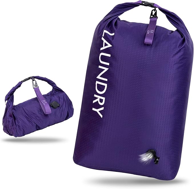 Travel Laundry Bag, Vacuum Compression Dirty Clothes Travel Bag | Waterproof Wet/Dry Space-Saving Laundry Storage Organizer, Smell Proof Storage Bag for Clothing, Swimming, Yoga, Gym, Camping