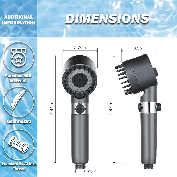 CWPW Filtered Shower Head with Handheld,High Pressure shower heads Filter | ON/OFF Switch,4 Spray,79" Stainless Hose,Remove Chlorine,Built-in Power Wash,For Hard Water, Reduce Dry Skin,Massage Brush