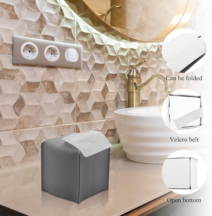 Bathroom Accessory Set, 10 Piece Grey Bathroom Set Complete | Includes Trash Can, Soap Dispenser, Toothbrush Holder, Soap Holder, Tumbler, Toilet Brush, Tray, Qtip Holders, Tissue Cover