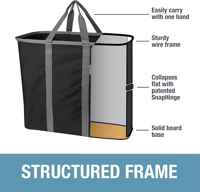 CleverMade Collapsible Laundry Caddy, 64L Pop-Up Hamper, 2 Pack, Denim Gray | Move 2 Full Loads Without Spills | Reinforced Rim and Base Stay Upright, While Soft Handles Ease Trips to the Washer