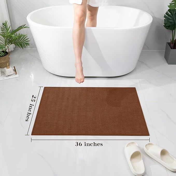 Bathroom Rugs Mat 36x24, Ultra Thin Non Slip Bath Mat Large Quick Dry Absorbent Bath Mat for Bathroom Floor, (Rust, 36"x24")