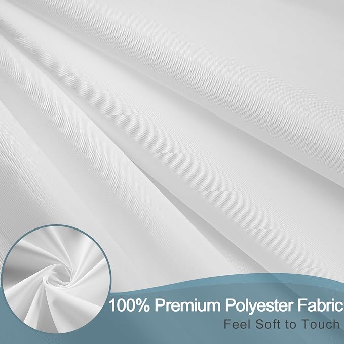 AooHome White Stall Size Bathroom Curtain for Hotel, Fabric Shower Liner with Hooks for Hotel, Waterproof, 48 Width x 72 Height Inch