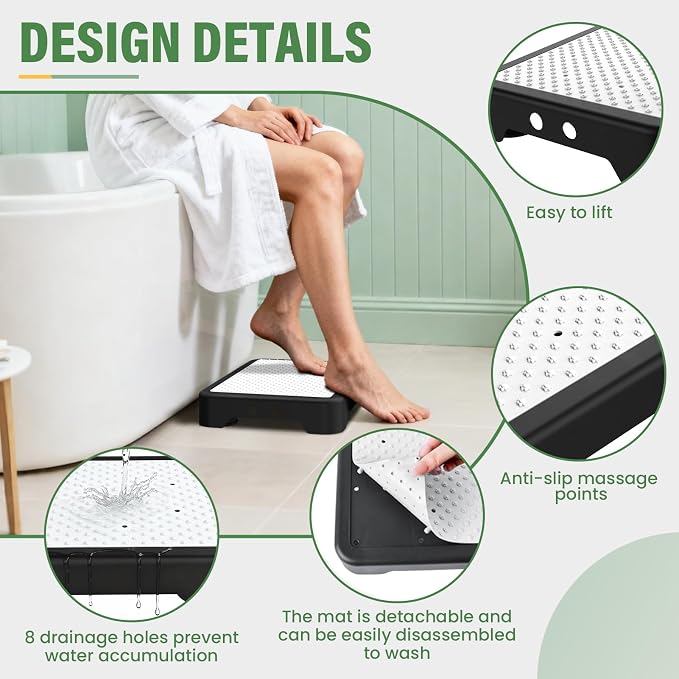 SOYO Mobility One Step Stool Platform for Adults & Elderly, Black-White | Adjustable Small Step Riser for Seniors, Indoor Outdoor Non-Slip Standing Support Portable Low Step for Car, Bed, Bathroom
