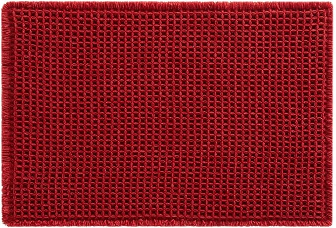 TYUU Waffle Bath Mat, Boho Bathroom Rugs Non Slip Washable Super Absorbent Quick Dry Bath Mat Farmhouse Bathroom Decor, 30"x20" Burgundy