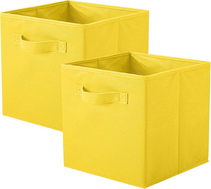 ShellKingdom Storage Bins, Foldable Fabric Storage Cubes And Cloth Storage | Storage Organizer For Closet And Toys, 10.5x10.5x11 INCH, 2 Pack (Yellow)