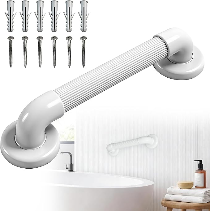 Bathroom Grab Bars: Shower, Toilet, Bathtub Assist Rails，12” | ABS Wall mounted, Safety Support Handles, Screws & Anchors, for Elderly, Pregnant Women, Handicap & Disabled Users