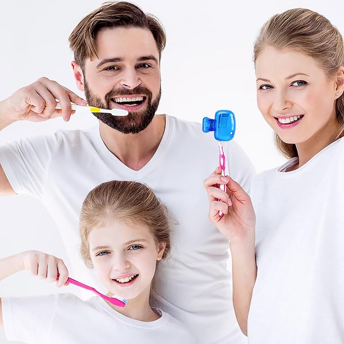 Hxezoc 4 Pack Toothbrush Covers Toothbrush Holders Portable Toothbrush Protector Cap Brush Pod Case Protective Plastic Clip for Household Travel, Camping, Bathroom, School, Business