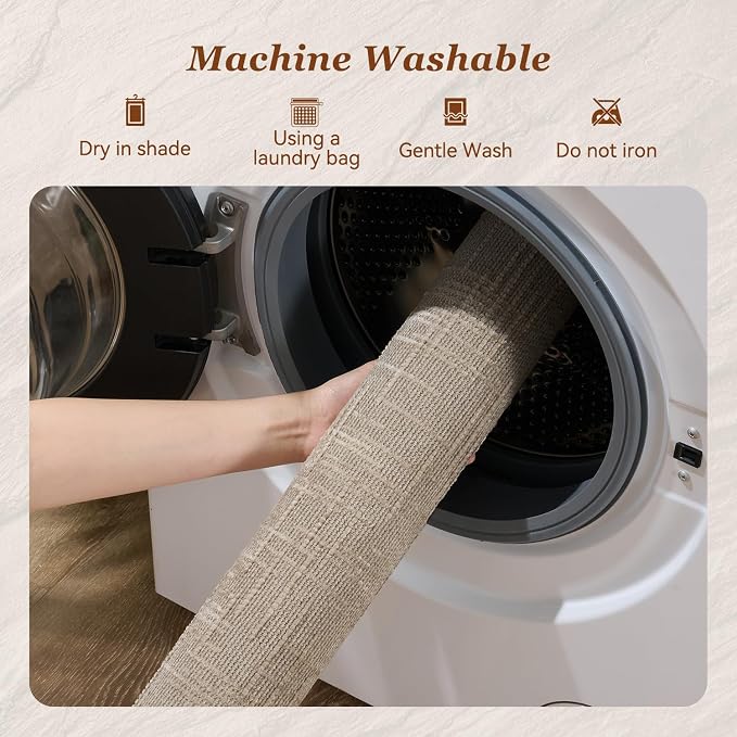 AMOAMI Bath Mat Non Slip Super Absorbent Quick Dry Bath Mats for Bathroom Floor Rubber Backing Washable Bathroom Rugs Modern Woven Jacquard Mat, Beside Tub Bath Rugs, 2'x4', Brown