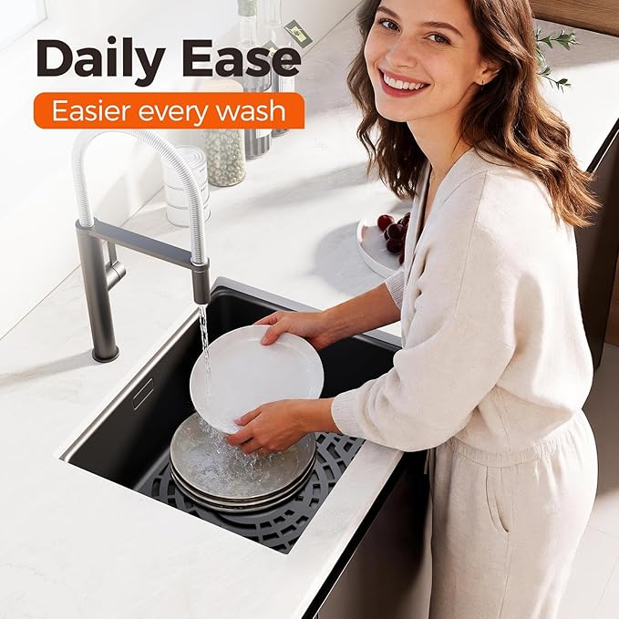 Snuggery Silicone Sink Protector for Kitchen Sink, 12“x16" Center Drain | Scratch protection, cushions fragile dishes and glassware, dishwasher safe, food-grade silicone, 446°F heat resistant