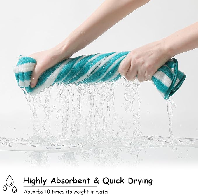 8 Pcs Turquoise Large Cabana Stripe Bath Towel Set Oversized Jumbo Towels | 2 Extra Large Bath Sheets,2 Hand Towels,4 Washcloths for Bathroom Soft Highly Absorbent Towels for Beach Chair Hotel