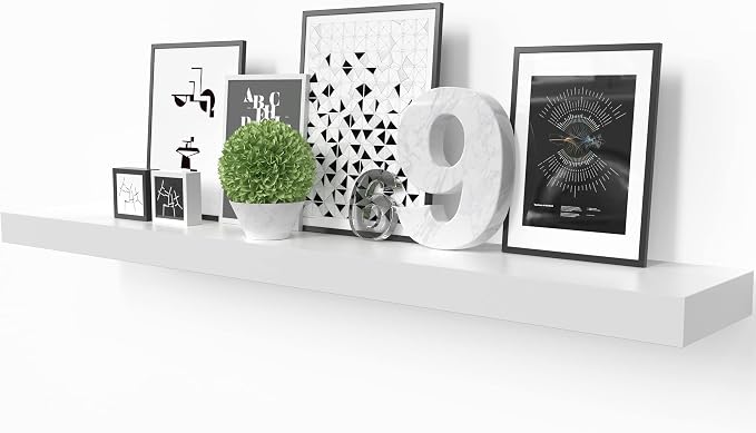 Ballucci Floating Shelf, 36" Hanging Shelf with Invisible Brackets, Wooden Floating Shelves for Walls, Book Shelf, Wall Shelves for Home Office, Bathroom, Living Room, 6 inch Deep, White